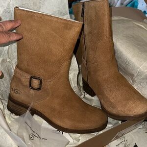 UGG Women's Brown Winter Boots 8w NWB GORGEOUS LEATHER